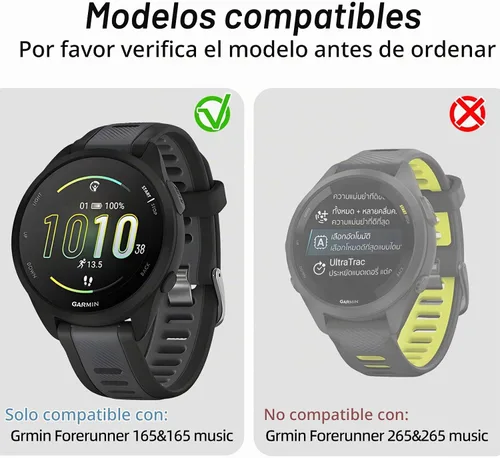 Vista 2 de Paquete de 4 fundas protectoras de pantalla de música Garmin Forerunner 165 y 165 [cobertura completa], parachoques duro de policarbonato completo 2