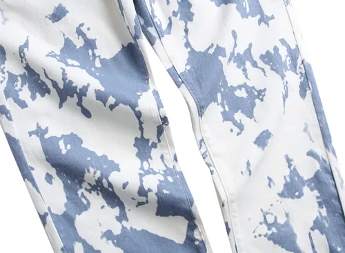 Vista 7 de Jeans ajustados elásticos para hombre, pantalones casuales con estampado de moda, cómodos, con cintura flexible