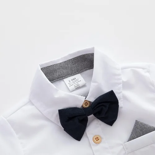 Vista 17 de Conjunto de pantalones cortos azules para bebé, trajes formales para bebés