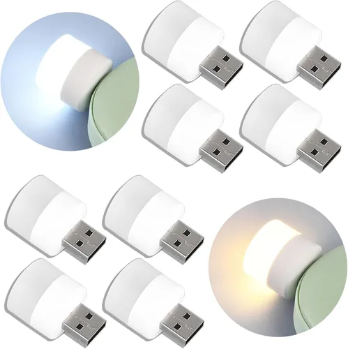 Vista 9 de Luces USB de noche, mini bombilla LED, enchufable, blanco cálido, compacto, ideal para dormitorio, baño, guardería, pasillo, cocina, coche, luz