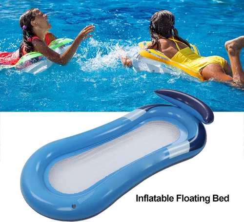 Vista 5 de Hamaca flotante para piscina, flotador inflable para piscina, silla flotante plegable de agua, hamaca flotante de inflado, flotador reclinable