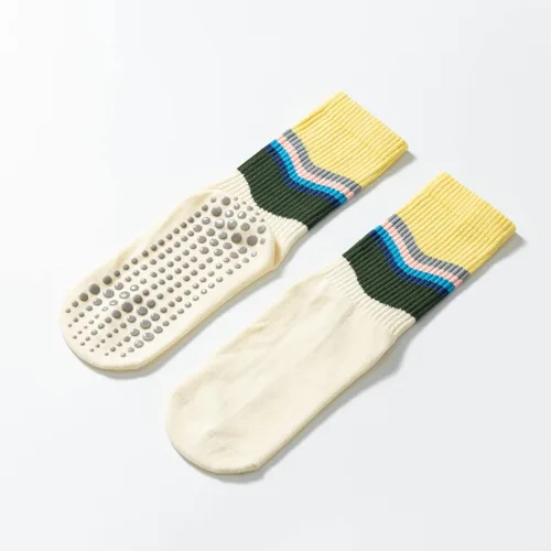 Vista 6 de Calcetines de yoga y pilates con empuñaduras para mujer, antideslizantes, coloridos, teñido anudado, acolchados, calcetines para bailar en barra