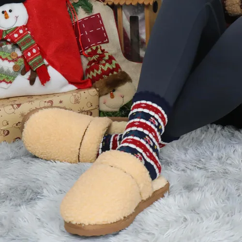 Vista 5 de Women's Fuzzy Plush Shearling Scuff Mule Slipper with Cozy Memory Foam, Slip-on Sherpa House Shoes