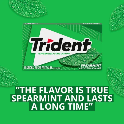 Vista 6 de Trident Goma de mascar de menta verde sin azúcar, 3 paquetes de 14 piezas (42 piezas en total)