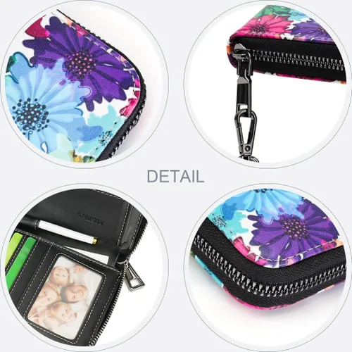 Vista 4 de APHISON Billetera para mujer, de gran capacidad, para tarjetas de crédito, RFID, monedero, luna, lindo, animal, floral, celular, pulsera, teléfono