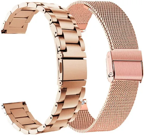 Vista 9 de ViCRiOR Compatible con Amazfit Active 2/GTS 4 Mini/GTS 4 /GTS 3/GTS 2/2 Mini/2e, paquete de 2 correas de malla de acero inoxidable de repuesto