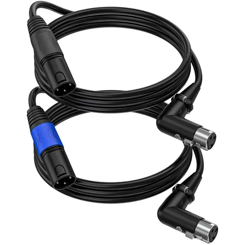 Vista 9 de LanSenSu Cable de enchufe XLR en ángulo recto XLR a recto, cable equilibrado de 90 grados hembra a macho recto de 3 pines a 3 pines