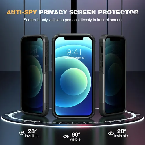Vista 3 de Diaclara Funda diseñada para iPhone 12/iPhone 12 Pro, [con protector de pantalla de privacidad] [antiespía]
