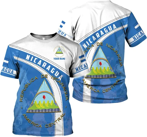Vista 2 de Paniprints - Camisa personalizada de Nicaragua 3D, camisas con la bandera de Nicaragua, camisetas nicaragüenses, camisetas unisex para hombres