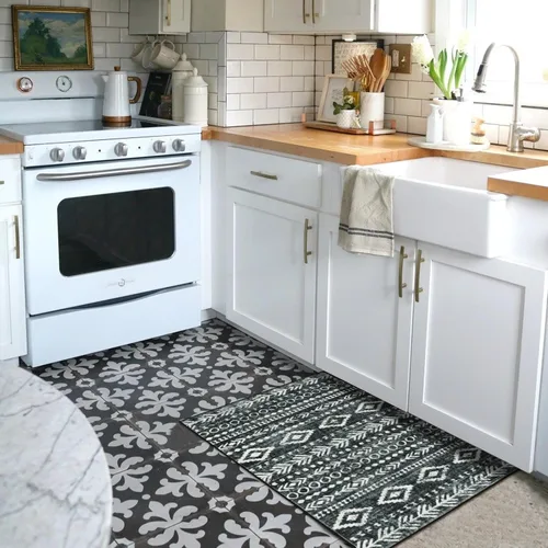 Vista 2 de Lahome Alfombra tribal bohemia de 2 x 3 pulgadas, lavable, antideslizante, para interiores y 2 x 6 pulgadas, color negro y blanco, alfombra