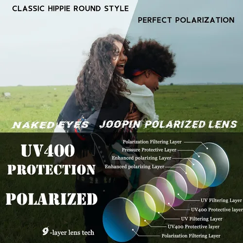 Vista 4 de Gafas de sol Joopin polarizadas, estilo Lennon, redondas, gafas de sol estilo hippy redondas para mujer y hombre