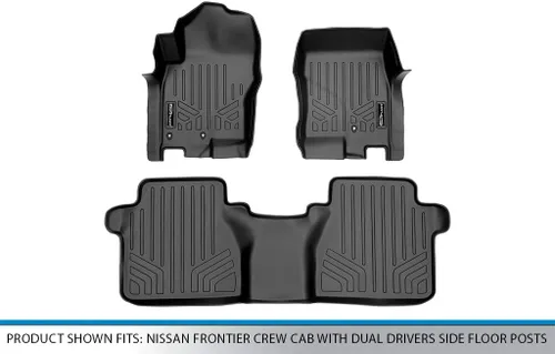 Vista 5 de SMARTLINER Juego de alfombrillas personalizadas de 2 filas compatibles con Nissan Frontier 2005-2021