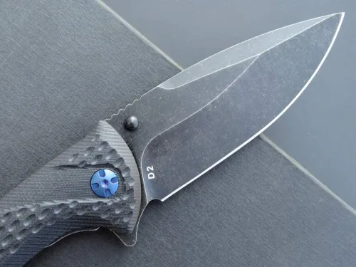 Vista 4 de Eafengrow EF927 Cuchillo de bolsillo D2 Hoja de acero con revestimiento de óxido negro, cuchillo para exteriores, mango G10, rodamiento de bolas