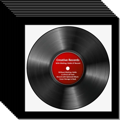 Vista 6 de Creative Picture Frames 4Pk-Lp12.5X12.5Bk-B Lp - Marco para álbum de vinilo con paspartú negro, inserto de disco Lp, vidrio y colgador de pared