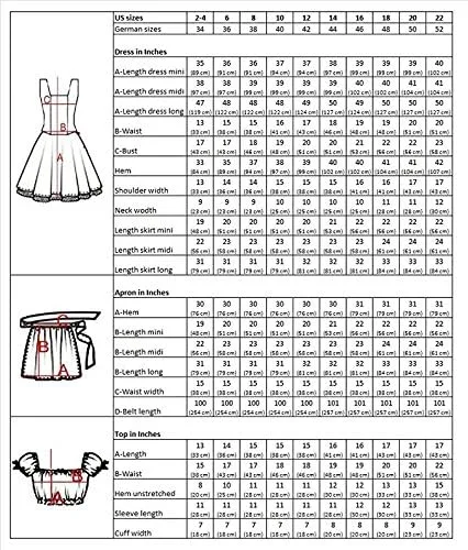 Vista 4 de 3 piezas Disfraz de Baviera dirndl-s, minivestido para mujer, Oktoberfest, tallas 4-22, Di06, 10