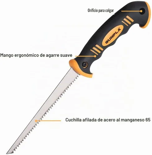 Vista 5 de Gunpla Sierra de mano para paneles de yeso de 6 pulgadas, sierra Jab Sharp Pro con mango ergonómico de agarre suave, perfecta para cortar placas