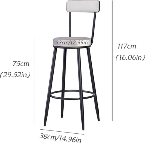 Vista 3 de Taburetes de bar altos, silla de bar creativa, estilo industrial simple con respaldo, taburete alto para el hogar, cocina, restaurante, cafetería