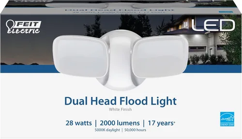Vista 16 de Feit Electric Luz de inundación LED con sensor de movimiento, luz de seguridad de doble cabezal de 2000 lúmenes, 5CCT (2700K-6500K), luz al aire