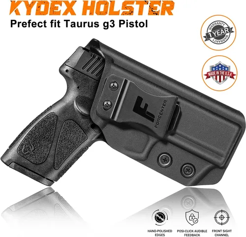 Vista 3 de Funda Taurus G3, funda Forcenter Kydex Ajuste: Taurus g3 Accesorios g3 Taurus para llevar mano derecha Inclinación y tensión ajustables, sin