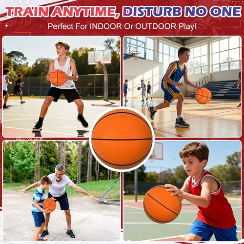 Vista 8 de Baloncesto silencioso tamaño 3/5 (22 pulgadas/27.5 pulgadas), pelota de entrenamiento ultra silenciosa sin ruido, diseño de rebote suave, no enviado