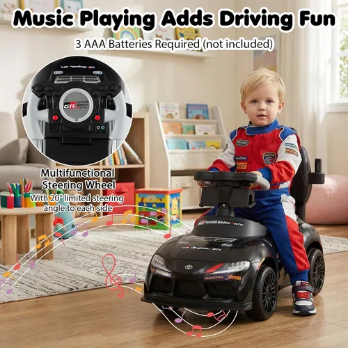 Vista 3 de Costzon Coche de empuje para niños pequeños, 3 en 1 Cochecito deslizante para caminar con licencia de Toyota con mango, música, barandilla