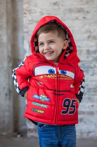 Vista 2 de Disney Cars Lightning McQueen - Abrigo de invierno con cremallera para cosplay