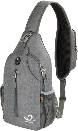 Vista 145 de Waterfly - Mochila cruzada tipo bandolera para viajes y caminatas, bolsa de pecho, Gris, talla única