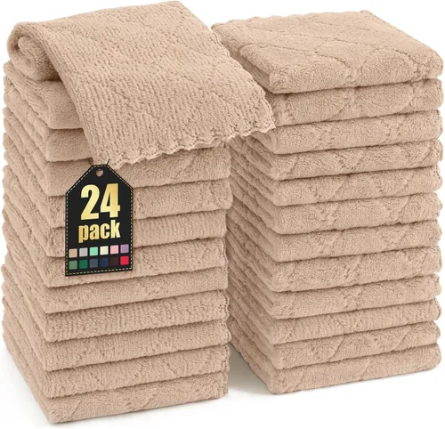 Vista 66 de Homaxy - Paquete de 12 trapos de cocina (13 x 19 pulgadas, marrón), de terciopelo coral supersuaves y absorbentes para lavar platos, paño