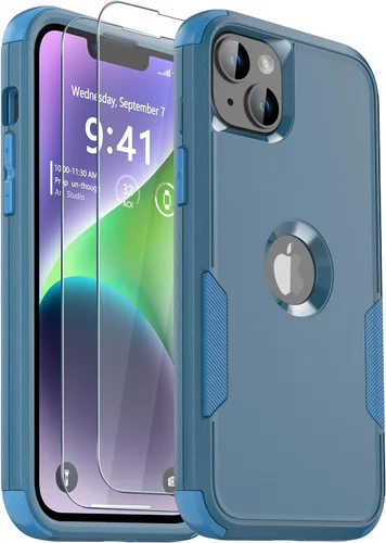 Vista 17 de Funda para iPhone 12, 2 protectores de pantalla de vidrio templado, 10 pies a prueba de caídas, antideslizante, a prueba de golpes, para iPhone 12