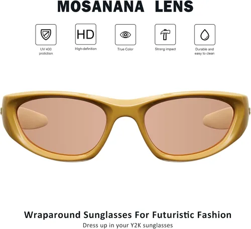 Vista 2 de mosanana Gafas de sol redondas Y2K para mujeres y hombres, modelo Freak
