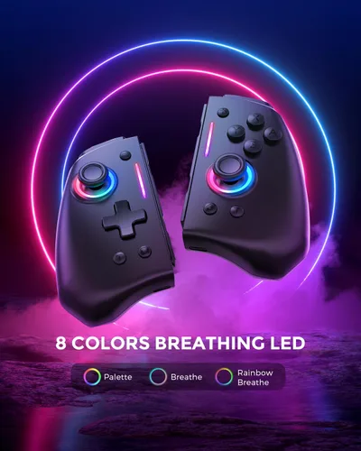Vista 2 de NYXI Hyperion Meteor Light Wireless Joy-pad with 8 Color LED for SwitchSwitch OLED, Hyperion switch controller with RGB Lights, Programmable, 6-Axis