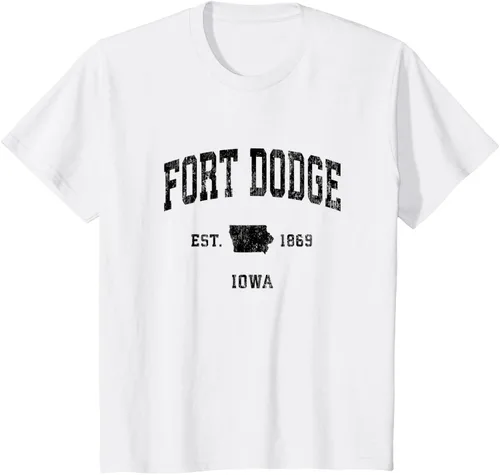 Vista 18 de Fort Dodge Iowa IA - Camiseta deportiva clásica negra con diseño deportivo, Gris