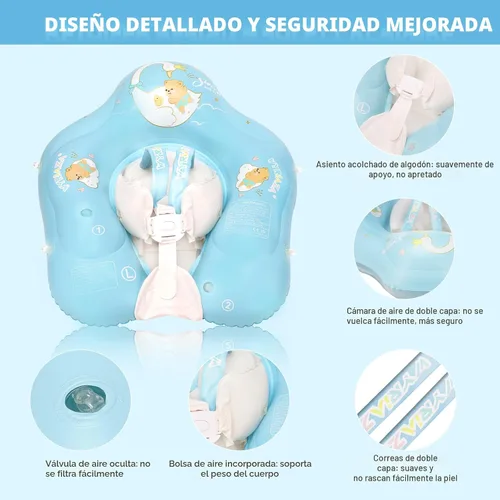 Vista 3 de Loowarts Baby Pool Float with Canopy and Safety Seat,Infant Swim Float & Pool Float & Baby Water Float & Swimming Floats UPF50+ UV Protection for
