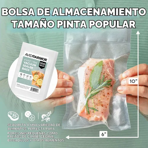 Vista 6 de Avid Armor bolsas comerciales para envasar al vacío, libres de BPA, ideales para Sous Vide. Paquete de 100 unidades., Transparente