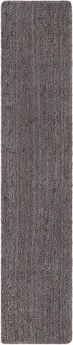 Vista 2 de Unique Loom Alfombra trenzada de la colección de yute - Dhaka (1' 2" x 6' 1", camino de mesa, gris)