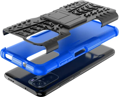 Vista 8 de Funda de teléfono para Xiaomi Redmi Note 10/10S 4G con protector de pantalla de vidrio templado y soporte Soporte Soporte duro resistente híbrido