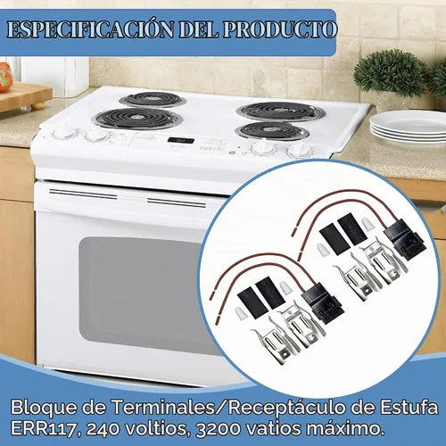 Vista 4 de Paquete de 2 estufas de estufa Elemento Enchufe Bloque de receptáculo Rango de bloque de terminales para receptáculo Whirlpool Kenmore Estufa