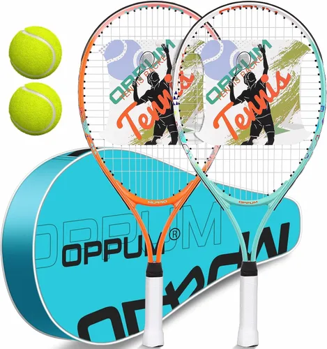 Vista 10 de Raqueta de tenis para niños (paquete de 2), tamaños de 16 a 25 pulgadas. Diseñada para niños de 2 a 14 años. Equipo asequible y duradero