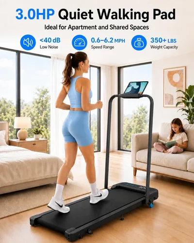 Vista 6 de Cardirun Walking Pad with Incline and Stable Handle Bar, Foldable Treadmill