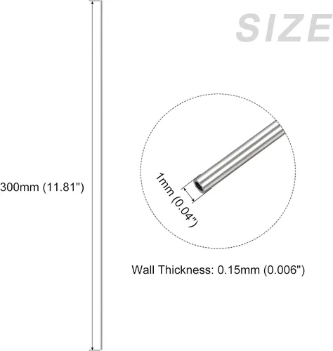 Vista 2 de METALLIXITY Tubo de acero inoxidable 304 (0.039 in de diámetro exterior x 0.006 in de pared T x 11.811 in de largo), 2 piezas, tubo recto