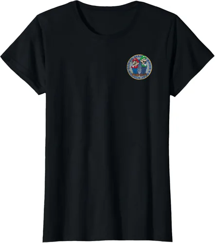Vista 39 de Super Mario Bros Luigi Left Chest Since 1985 - Camiseta gráfica Negro