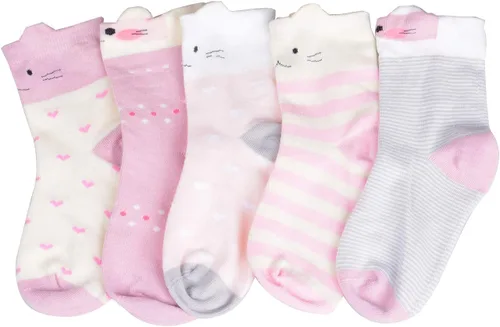 Vista 2 de T.H.L.S 5 pares de calcetines de algodón para niñas de 0 a 15 años de edad