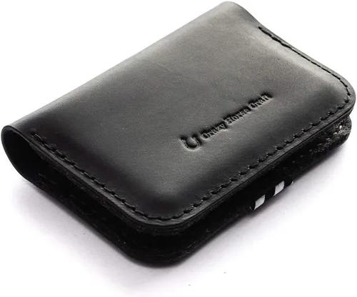 Vista 17 de Crazy Horse Craft Personalized Leather Card Holder, Business Card Case Felt Alpine Green