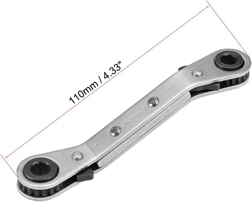 Vista 2 de uxcell Llave de trinquete reversible, extremo de caja doble de desplazamiento de 0.236 in x 0.276 in, Cr-V
