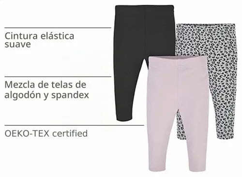 Vista 4 de Gerber Paquete de 3 leggings prémium para bebés y niñas pequeñas Guepardo