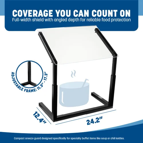 Vista 3 de Carlisle FoodService Products Protector de estornudos ajustable para barra de buffet para catering, bufés, restaurantes, plástico, 24 pulgadas
