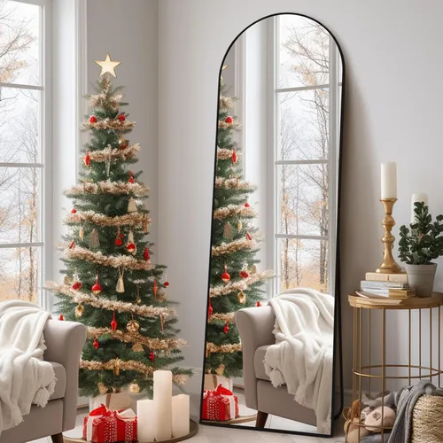 Vista 8 de Anpark Black Arched Mirror Full Length with Stand 24" x 65" Large Full Body Dressing for Wall Standing Floor Mirror for Bedroom Wall Mounted for