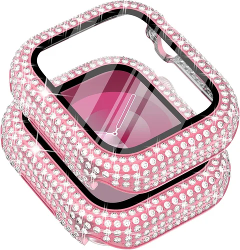 Vista 49 de Surace - Carcasa de 1.49 pulgadas compatible con Apple Watch con protector de pantalla, caja protectora general con diseño de diamantes brillantes