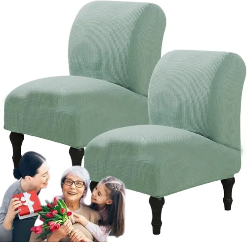 Vista 62 de Fundas elásticas para silla sin brazos, extraíbles y lavables, de elastano jacquard sin reposabrazos, protector de muebles para sala de estar, Verde