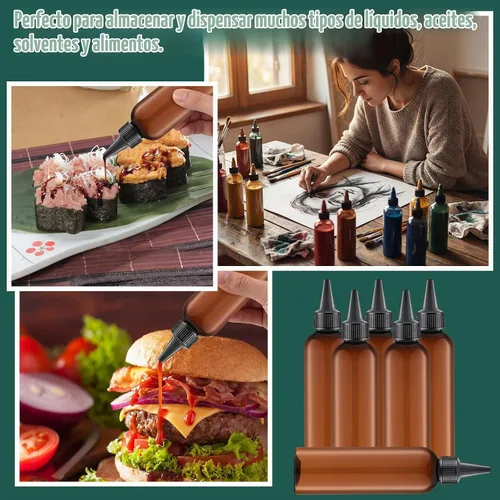 Vista 5 de Tanlade Botellas de plástico de 2 onzas con tapa giratoria, marrón, 200